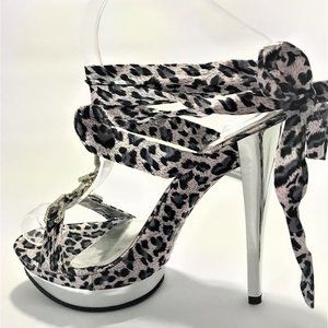 Strappy Platform Lavender Purple Chrome Heel